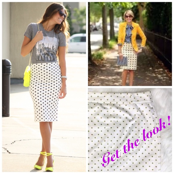 green and white polka dot skirt